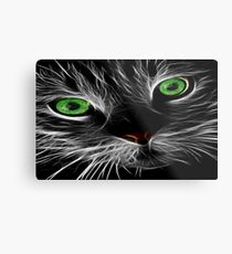 Bright green eyes cat with a electric charge Metal Print