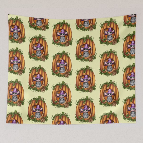 Item preview, Witchy Mouse in a Pumpkin House, fantasy art designed and sold by LoneAngel.