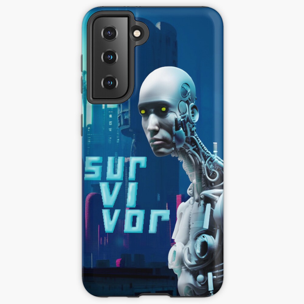 Cyborg Survivor Humanoid Robot in Nuclear City Destruction Samsung Galaxy Phone Case