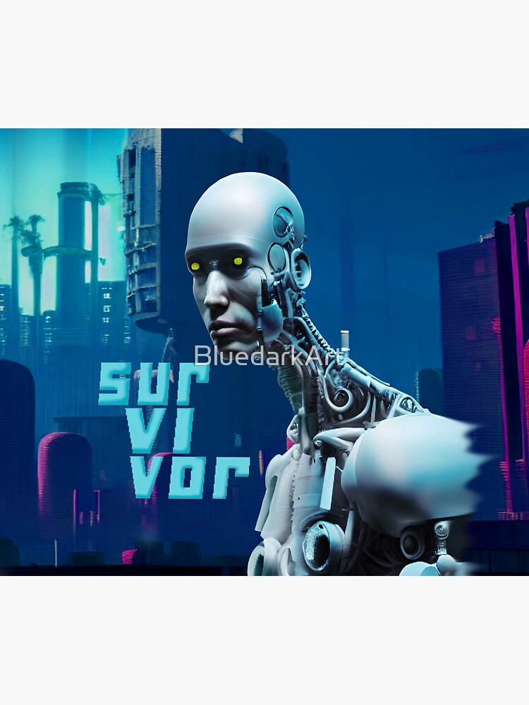 Cyborg Survivor Humanoid Robot in Nuclear City Destruction by BluedarkArt