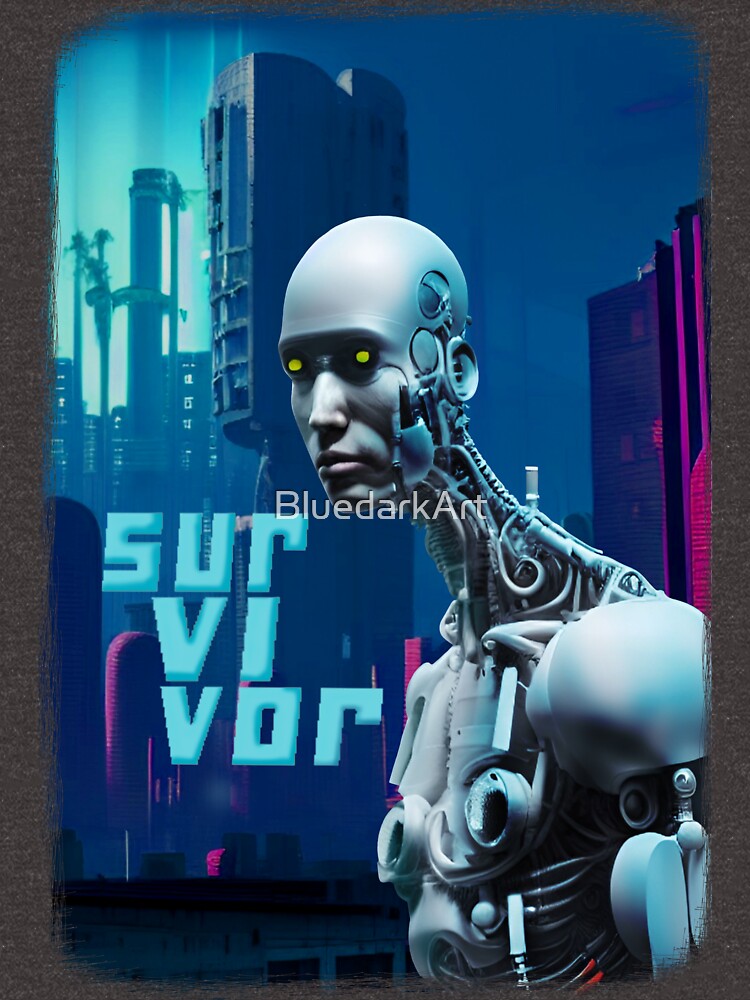 Cyborg Survivor Humanoid Robot in Nuclear City Destruction by BluedarkArt