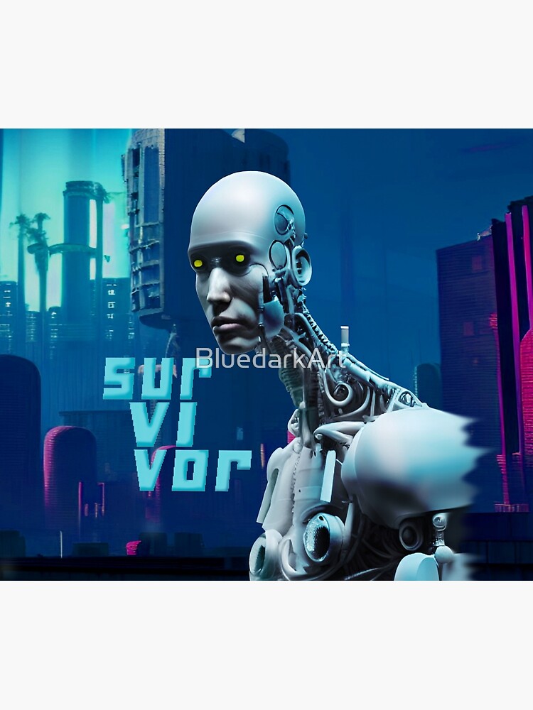 Cyborg Survivor Humanoid Robot in Nuclear City Destruction by BluedarkArt