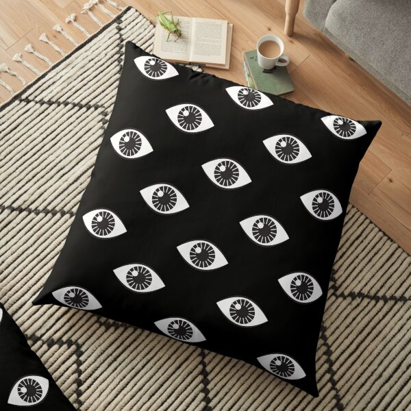 Eyes Wide Open - on Black Floor Pillow