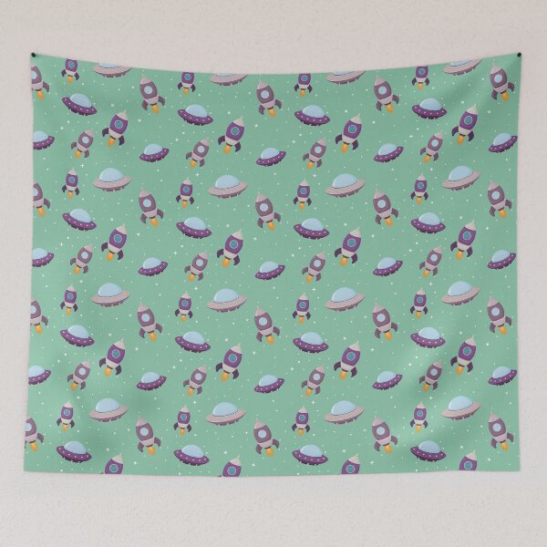 Item preview, Cute Spaceships Pattern designed and sold by LarkDesigns.
