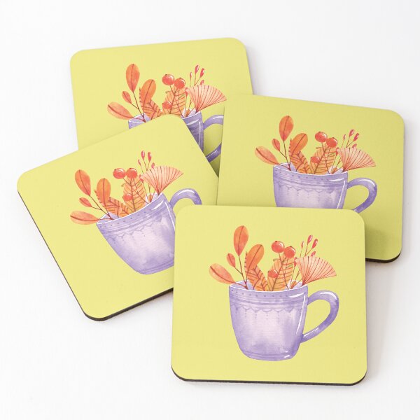 Item preview, Autumn leaves in teacup watercolor painting designed and sold by pinkyfish1010.