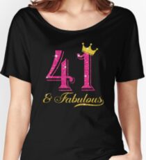 Camiseta ancha para mujer 41.a camisa de la reina fabulosa de las mujeres del cumpleaños