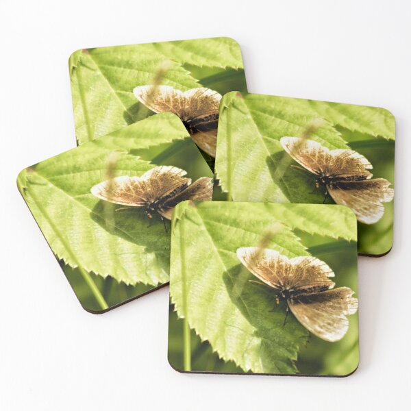 Item preview, brown butterfly on a green leaf designed and sold by Francespoppy.