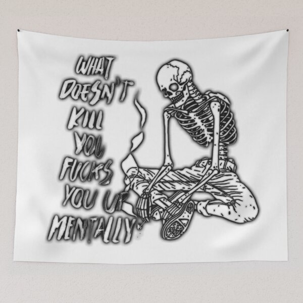 Item preview, WHAT DOESN'T KILL YOU FUCKS YOU UP MENTALLY black / Cool and Funny quotes designed and sold by DRK7DSGN.