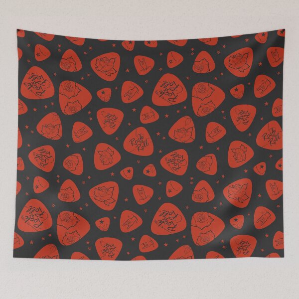 Item preview, Red Rock and Roll Plectrums on Black Background designed and sold by Melissa Plugge-Dekker.