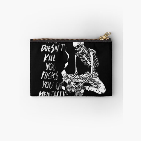 Item preview, WHAT DOESN'T KILL YOU FUCKS YOU UP MENTALLY black on black / Cool and Funny quotes designed and sold by DRK7DSGN.