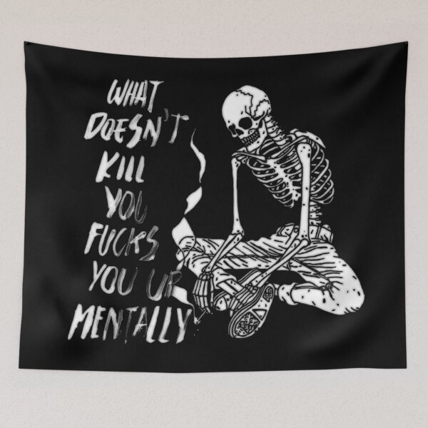 Item preview, WHAT DOESN'T KILL YOU FUCKS YOU UP MENTALLY black on black / Cool and Funny quotes designed and sold by DRK7DSGN.