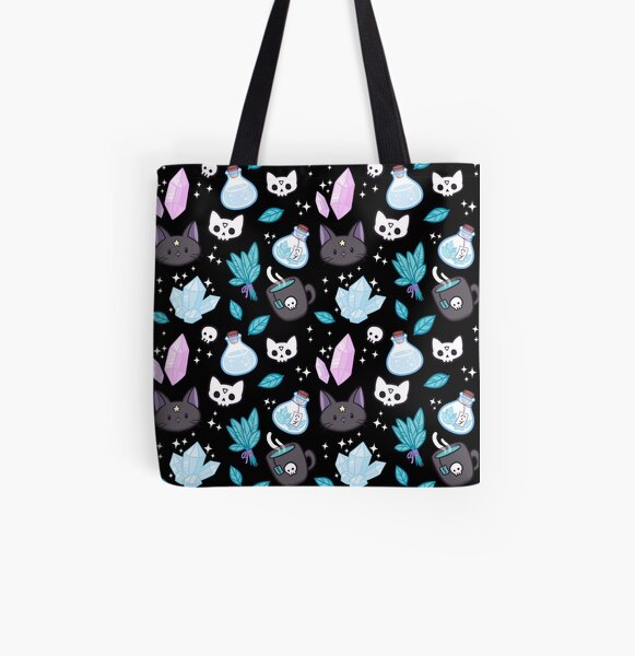 Herb Witch // Black All Over Print Tote Bag
