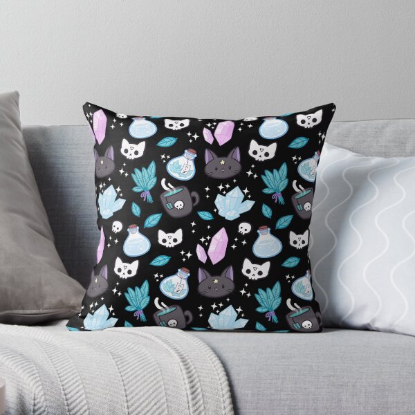 Herb Witch // Black | Nikury Throw Pillow