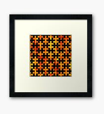 PUZZLE1 BLACK MARBLE & FIRE Framed Print