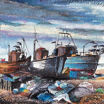 Fishing Boats on The Stade, Hastings Art Board Print for Sale by