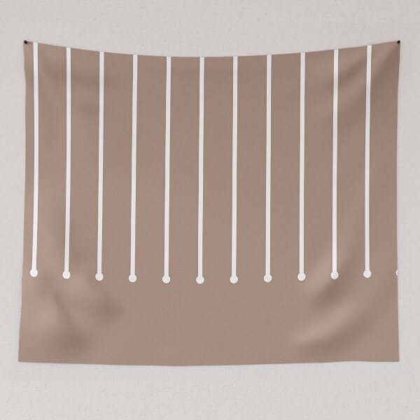 Artikelvorschau, Mid-tone Brown White Minimal Modern Stripe Polka Dot Pattern Pairs 2023 COTY Redend Point SW 9081 entworfen und verkauft von ColorOfTheYears.