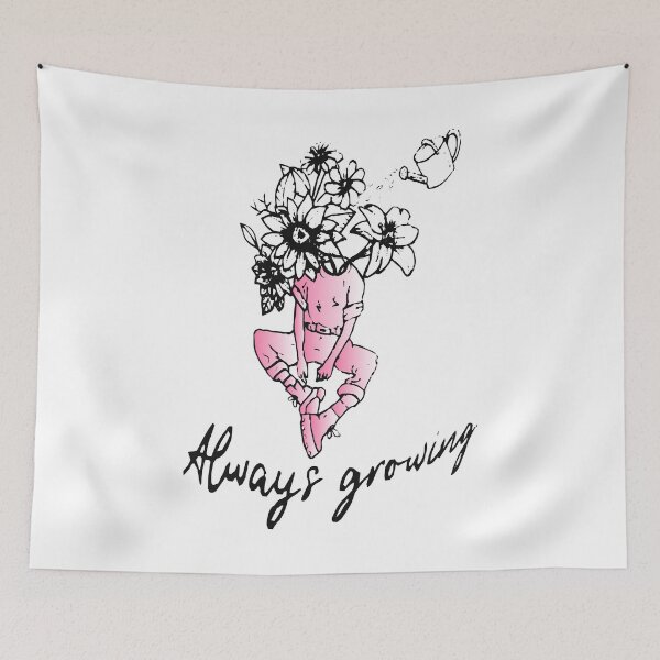 Item preview, black pink always growing floral mental health designed and sold by XXgooddeedXX.