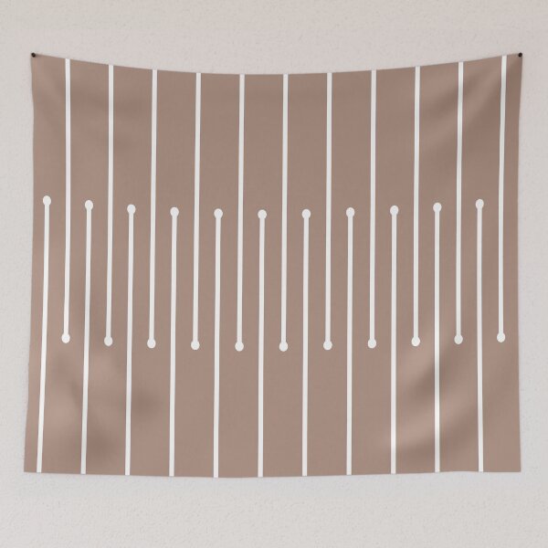 Artikelvorschau, Mid-tone Brown White Minimal Stripe Polka Dot Pattern Pairs 2023 COTY Redend Point SW 9081 entworfen und verkauft von ColorOfTheYears.