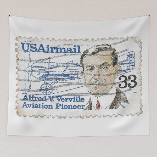 Item preview, US Airmail Alfred V Verville Aviation Pioneer Stamp 1980s designed and sold by yousufi.