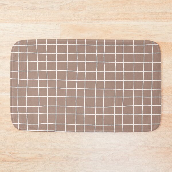 Artikelvorschau, Mid-tone Brown White Thin Checkerboard Square Grid Pattern Pairs 2023 COTY Redend Point SW 9081 entworfen und verkauft von ColorOfTheYears.
