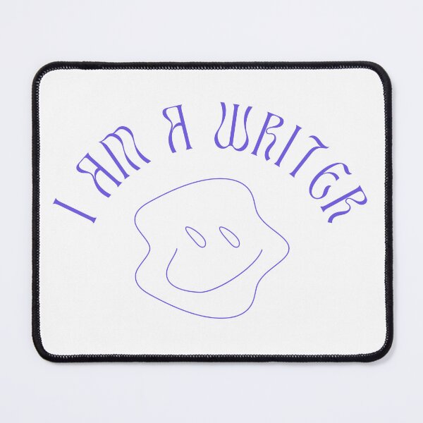 Item preview, I am a writer. Blue squiggle smiley face design. designed and sold by CreativeStrand.