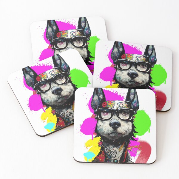 Item preview, dog wearing glasses spray paint designed and sold by keyd-studio.