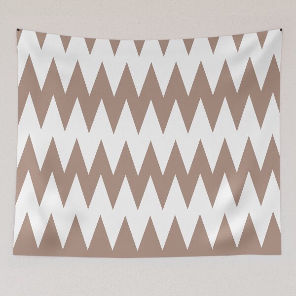 Artikelvorschau, Mid-tone Brown White Zigzag Rippled Horizontal Stripe Pattern Pairs 2023 COTY Redend Point SW 9081 entworfen und verkauft von ColorOfTheYears.