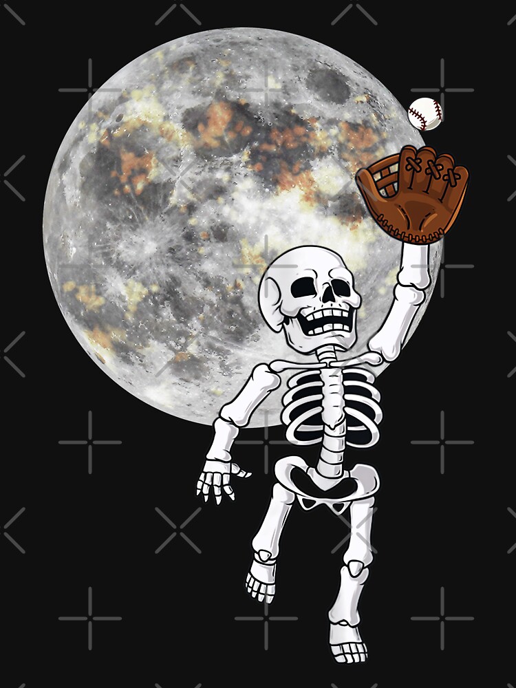 Baseball Skeleton Halloween Men Boys Baseball Kids T-Shirt for