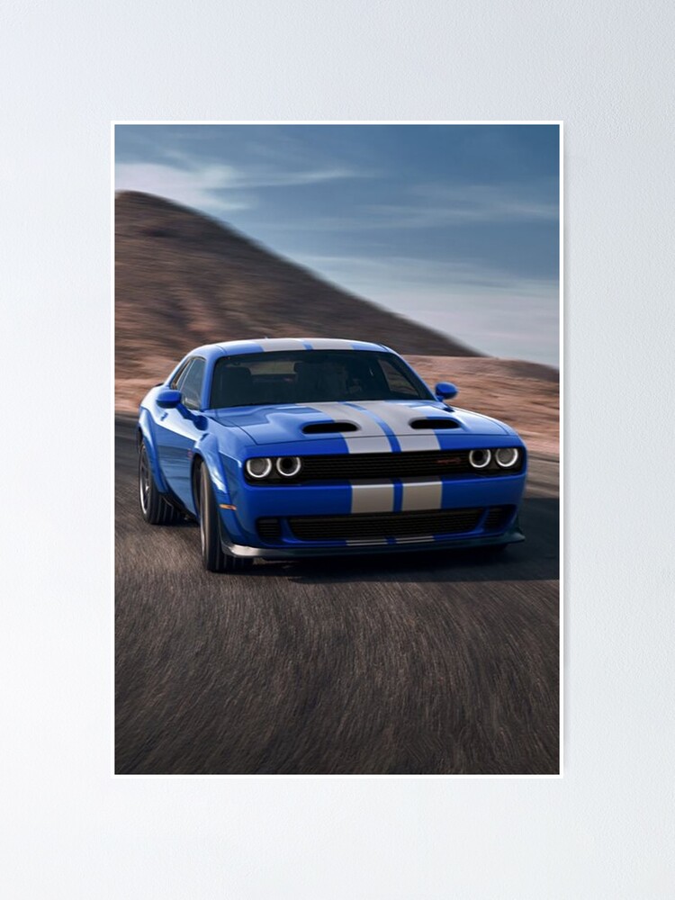 "Dodge Challenger Srt Hellcat Redeye Blue Widebody Car" Poster For Sale ...