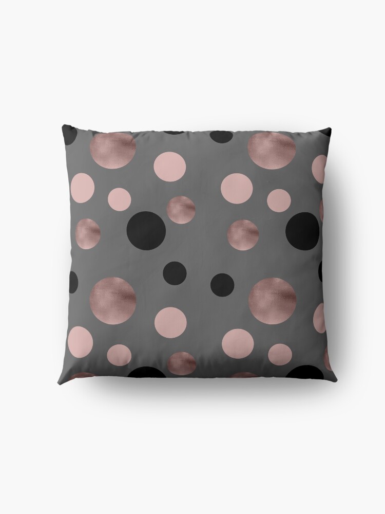 Alternate view of Elegant rose gold, black and pink dots Floor Pillow