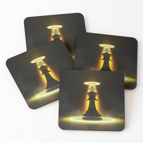 Artikelvorschau, Schwarzer Schachkönig mit leuchtendem Heiligenschein - digitale Kunst entworfen und verkauft von GambitChess.