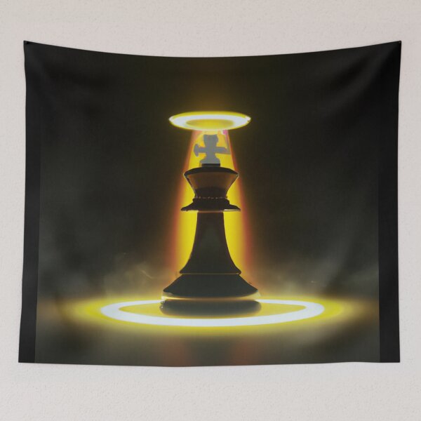 Artikelvorschau, Schwarzer Schachkönig mit leuchtendem Heiligenschein - digitale Kunst entworfen und verkauft von GambitChess.