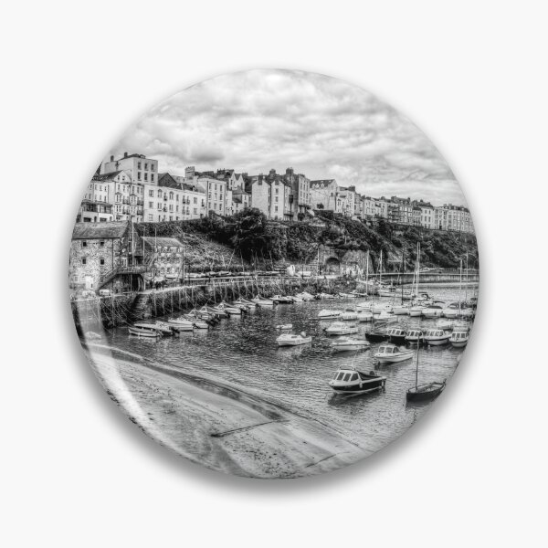 Item preview, Tenby Harbour Panorama, Pembrokeshire, Wales, Black And White designed and sold by Paul Thompson Photography.