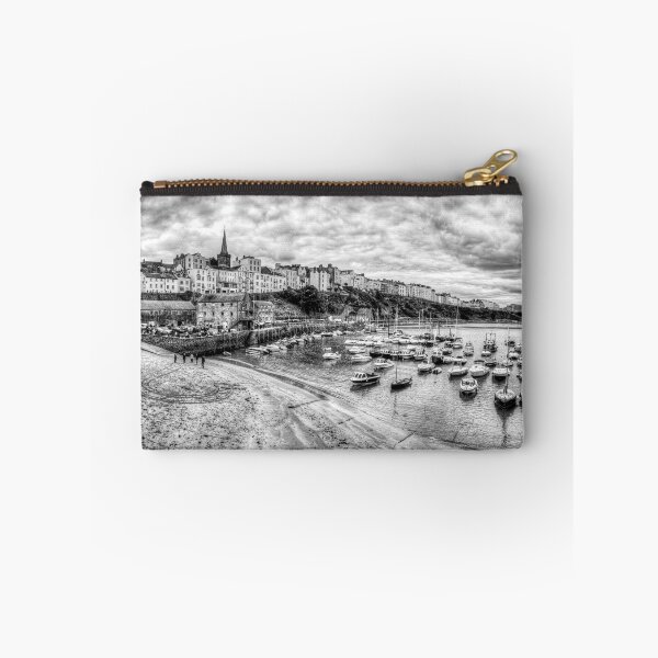 Item preview, Tenby Harbour Panorama, Pembrokeshire, Wales, Black And White designed and sold by Paul Thompson Photography.