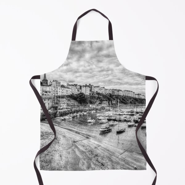 Item preview, Tenby Harbour Panorama, Pembrokeshire, Wales, Black And White designed and sold by Paul Thompson Photography.
