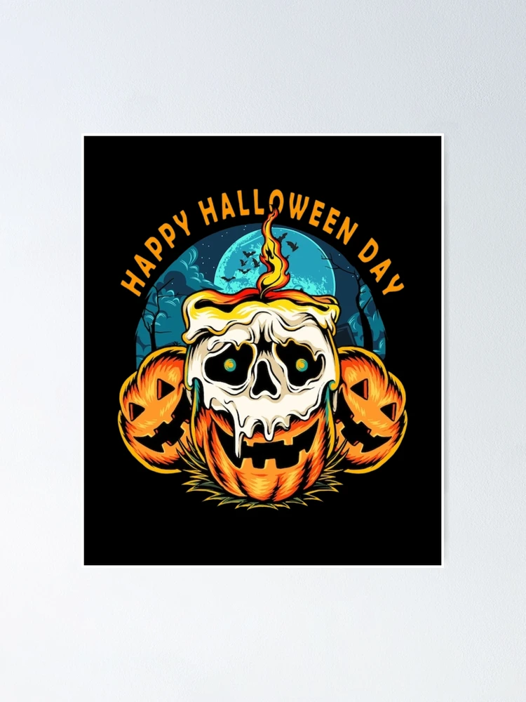 Happy Halloween Orange Skull Glitter Text Glitter Graphic