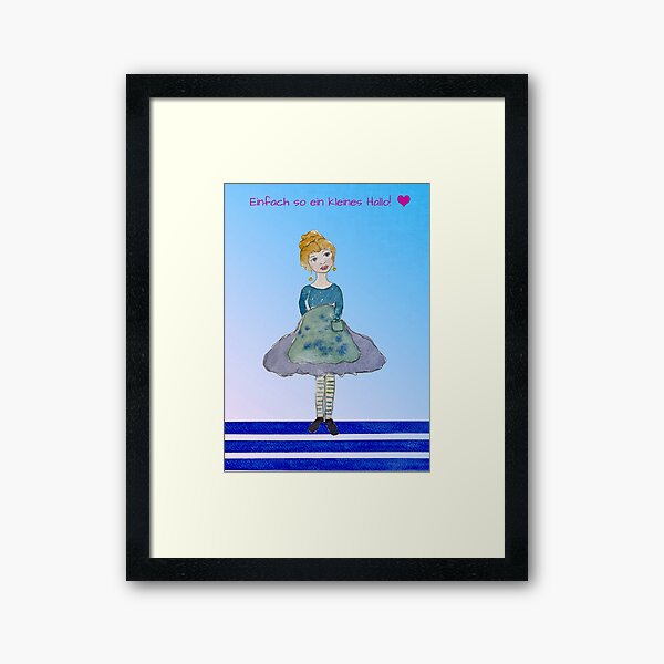 Hübsches Mädchen von meinen Orginal Aquarellmalereien Nr. 5 Gerahmter Kunstdruck