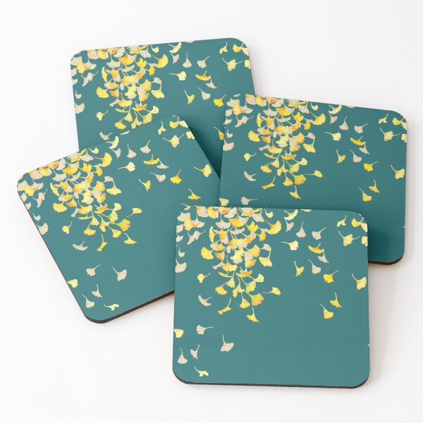 Item preview, Golden Ginkgo - Petrol Blue Minimal designed and sold by Turdus-Merula.