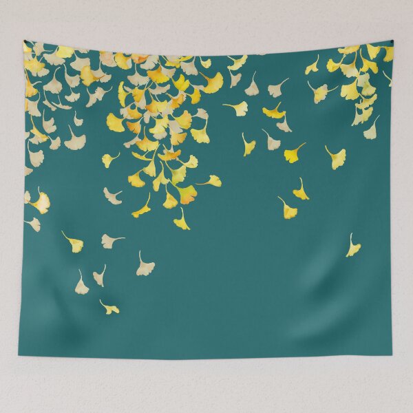 Item preview, Golden Ginkgo - Petrol Blue Minimal designed and sold by Turdus-Merula.