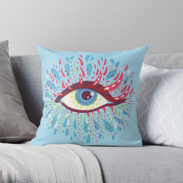 Weird Blue Psychedelic Eye Throw Pillow