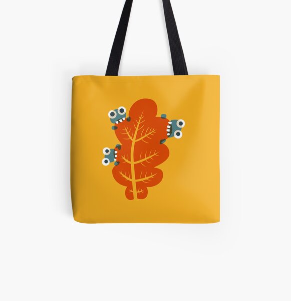 Cute Bugs Eating Autumn Leaves All Over Print Tote Bag