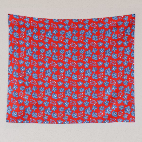 Item preview, Red and blue floral pattern designed and sold by stavina.