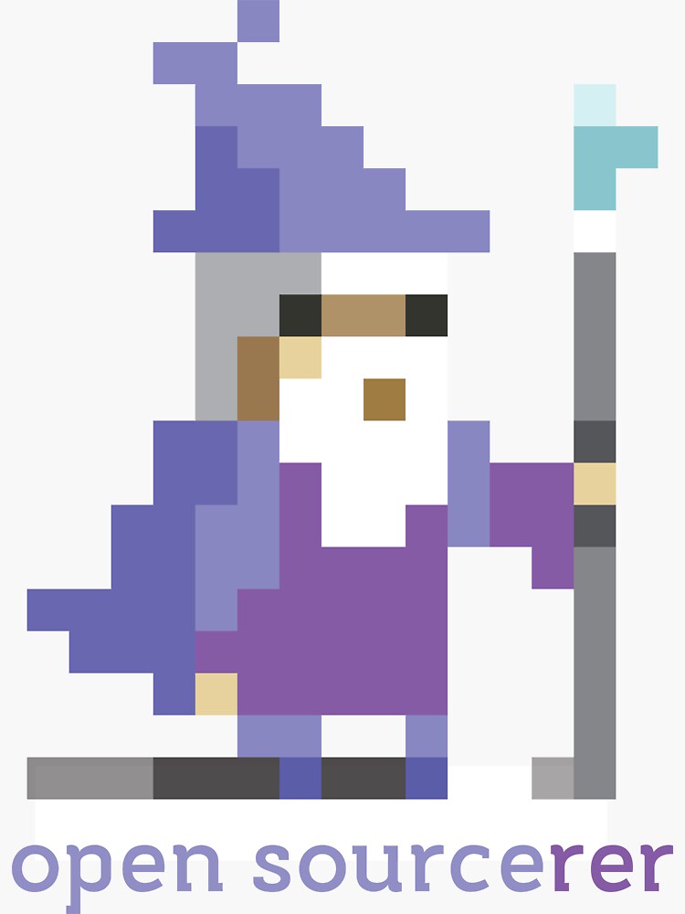 Thumbnail 3 of 3, Sticker, 8-bit Open Source Sorcerer - Programming designed and sold by blushingcrow.