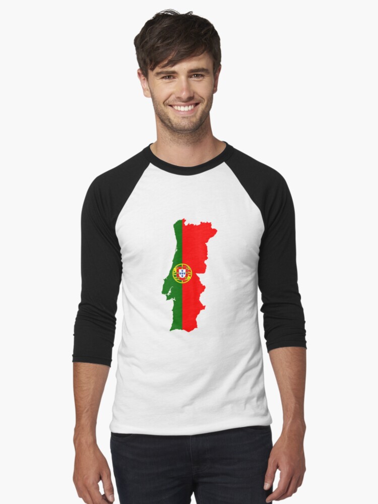 Thumbnail 1 von 3, Baseballshirt mit 3/4-Arm, Portugal Karte Flagge designt und verkauft von CacaoDesigns.