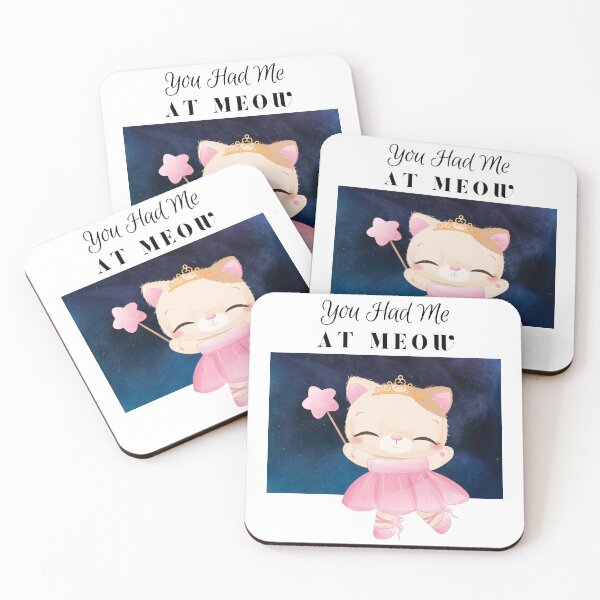 Item preview, You Had Me at Meow - Pink Cute Baby Ballerina Girl Cat cartoon with a wand - unicorn - cat - blue abstract background - ballerina - cartoon aesthetic - Adorable designed and sold by Mechanical-Artt.
