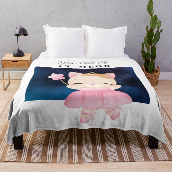 Item preview, You Had Me at Meow - Pink Cute Baby Ballerina Girl Cat cartoon with a wand - unicorn - cat - blue abstract background - ballerina - cartoon aesthetic - Adorable designed and sold by Mechanical-Artt.