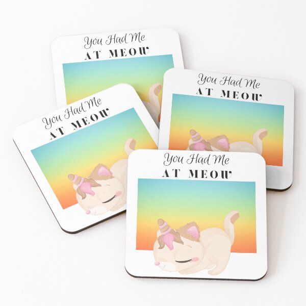 Item preview, You Had Me at Meow - Pink unicat cartoon - yoga - unicorn - cat - rainbow gradient background - unicat - cartoon aesthetic - Adorable designed and sold by Mechanical-Artt.