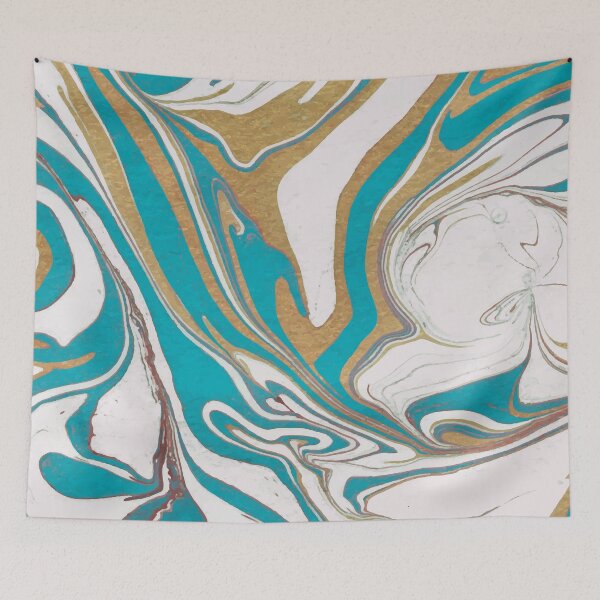 Item preview, Marble blue & gold glitter mixed inks decor designed and sold by silvatropical.