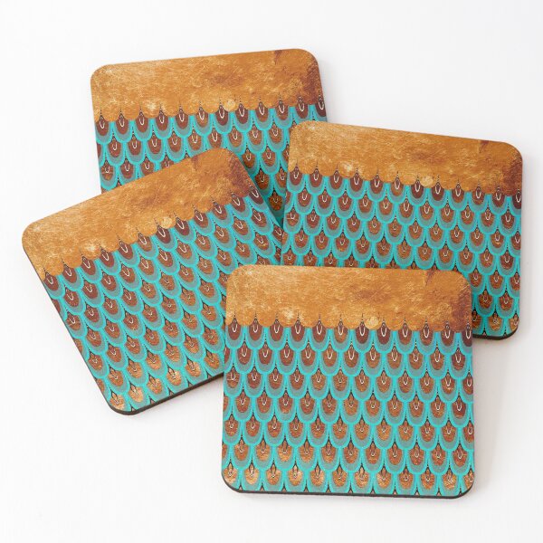Item preview, Shiny Blue Teal Copper Glitter Mermaid Fish Scales  designed and sold by UtArt.