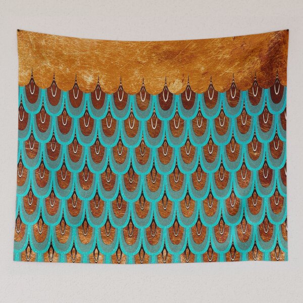 Item preview, Shiny Blue Teal Copper Glitter Mermaid Fish Scales  designed and sold by UtArt.